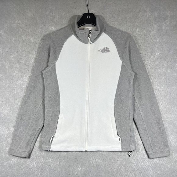 The North Face Women’s White And Gray Full Zip Fleece Jacket Size Small - Picture 1 of 13